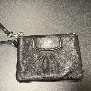 Coach Pebbled Black Leather Wristlet